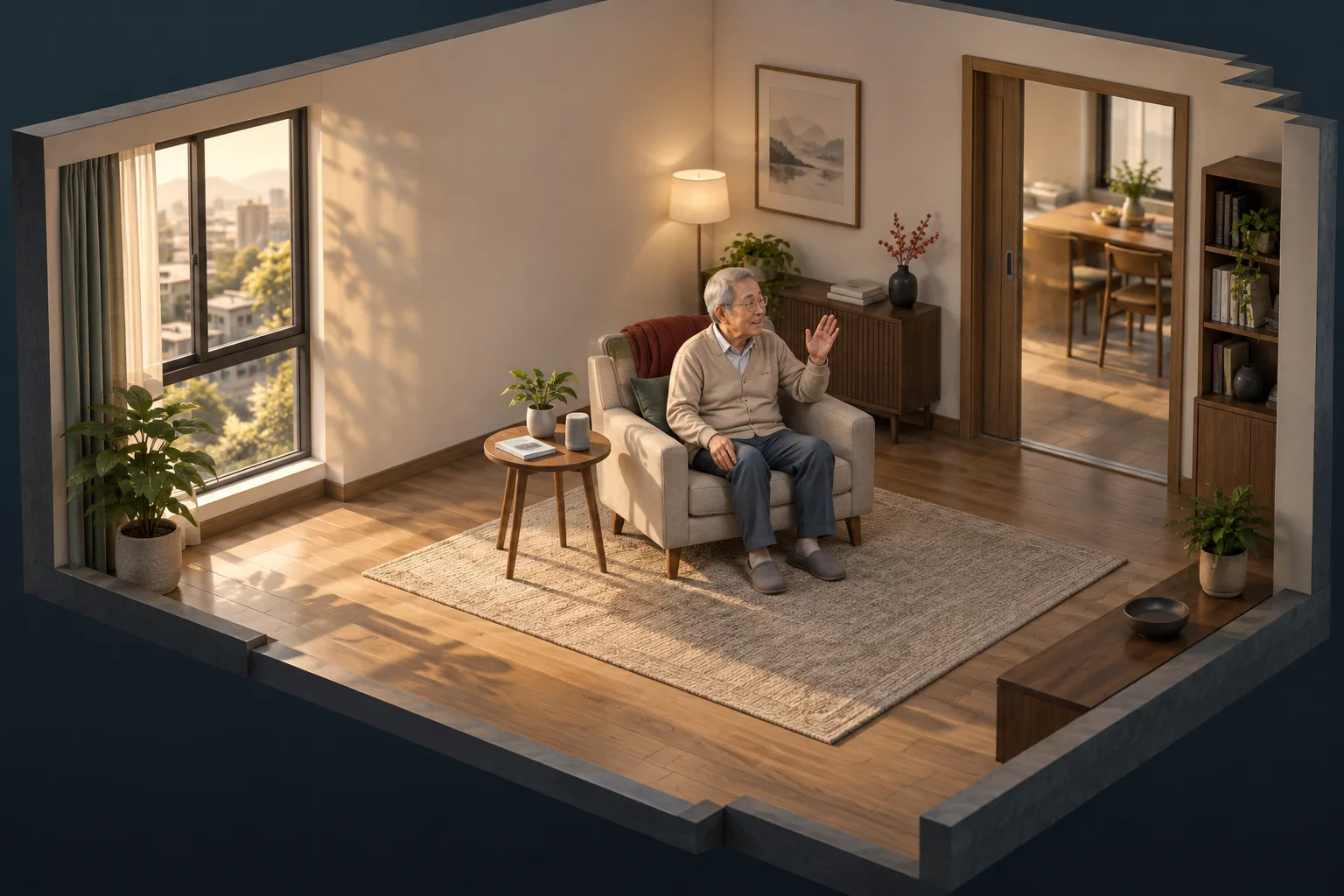 Home audio sensing illustration / 居家聲音感測情境插畫