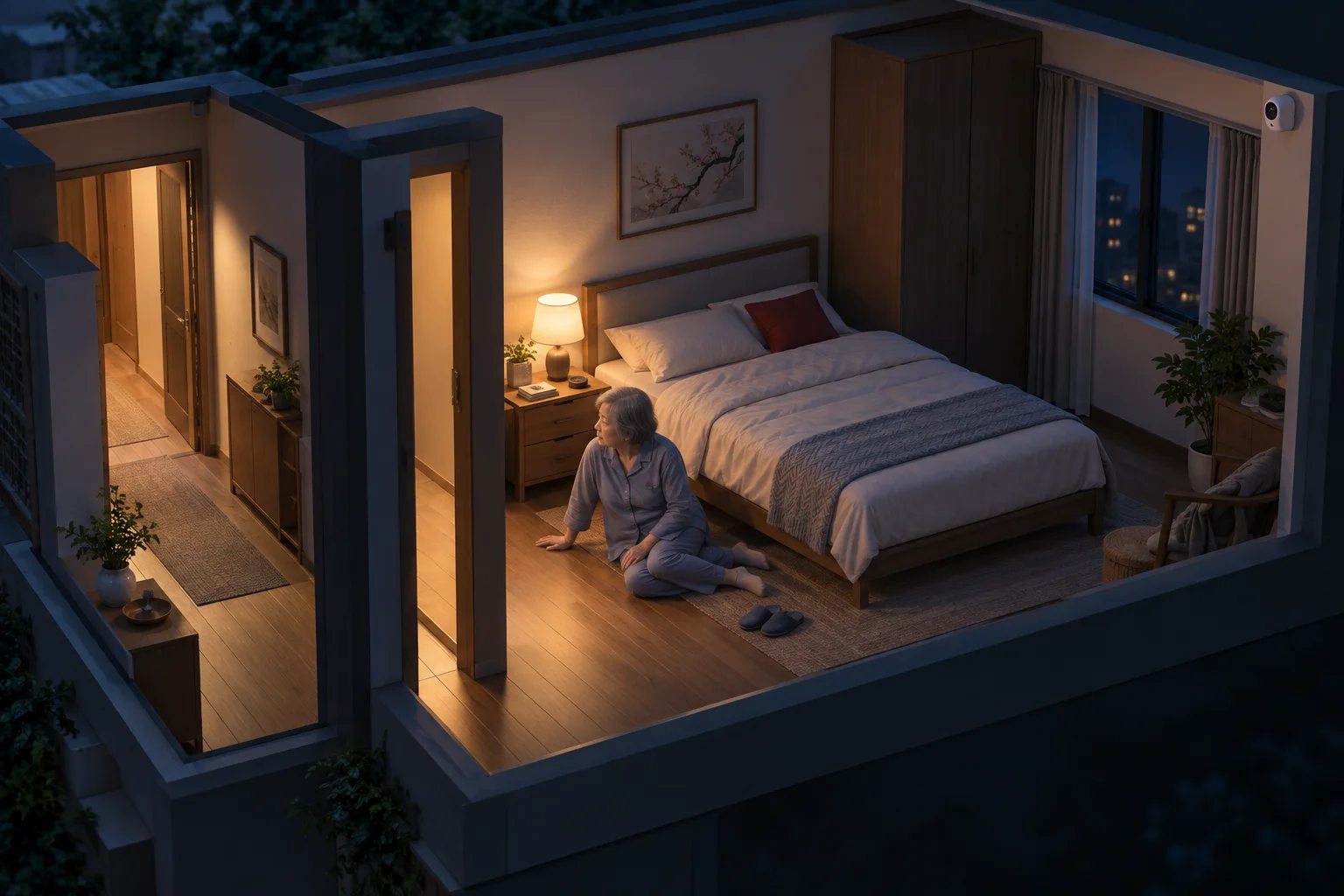 Nighttime care illustration / 夜間照護情境插畫